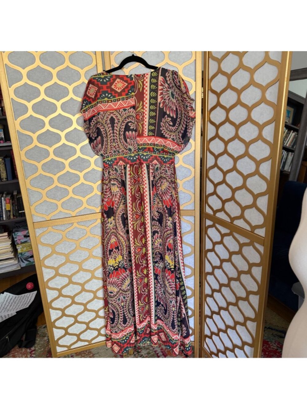 Harper Size M Multicolor Paisley & Floral Print Boho V-Neck Maxi Dress - Picture 13 of 16